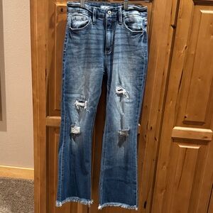 KanCan Ripped Ankle Jeans in Blue